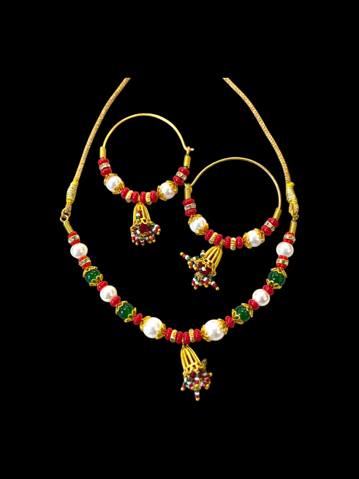 Himachali Traditional Bragar Set Necklace with Kan Baali | Handcrafted Gold-Toned Ethnic Jewelry for Women