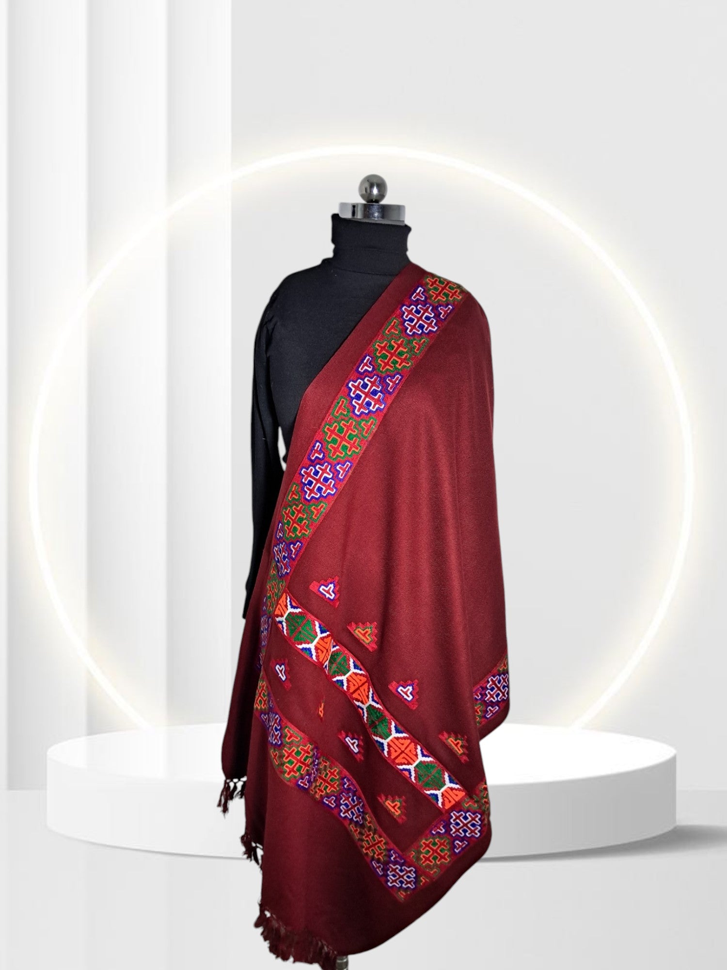 Kinnauri Patti Pure Wool Shawl by Himalayan Threads | 100% Handwoven Wool | 40x80 Inches