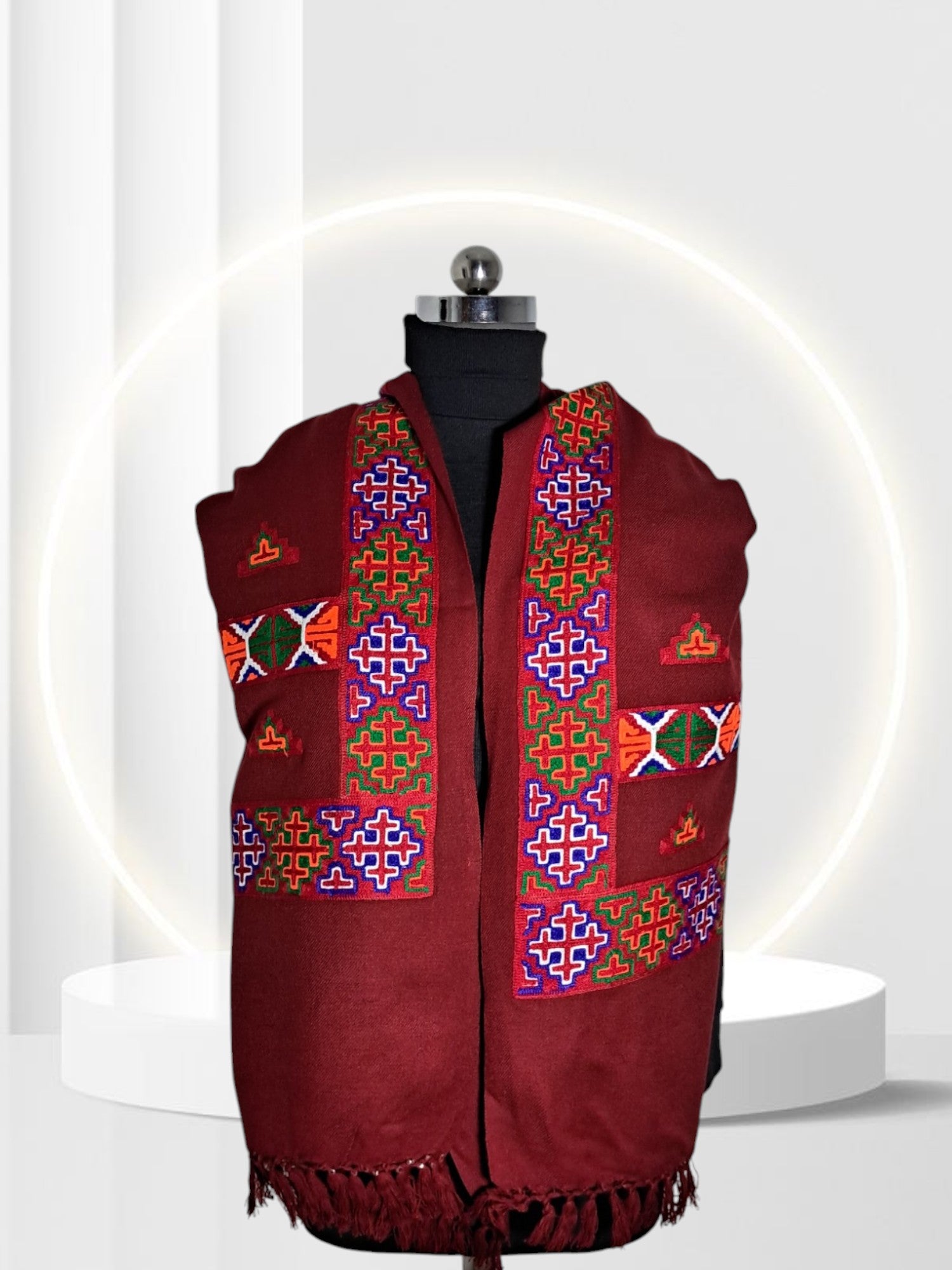 Kinnauri Patti Pure Wool Shawl by Himalayan Threads | 100% Handwoven Wool | 40x80 Inches