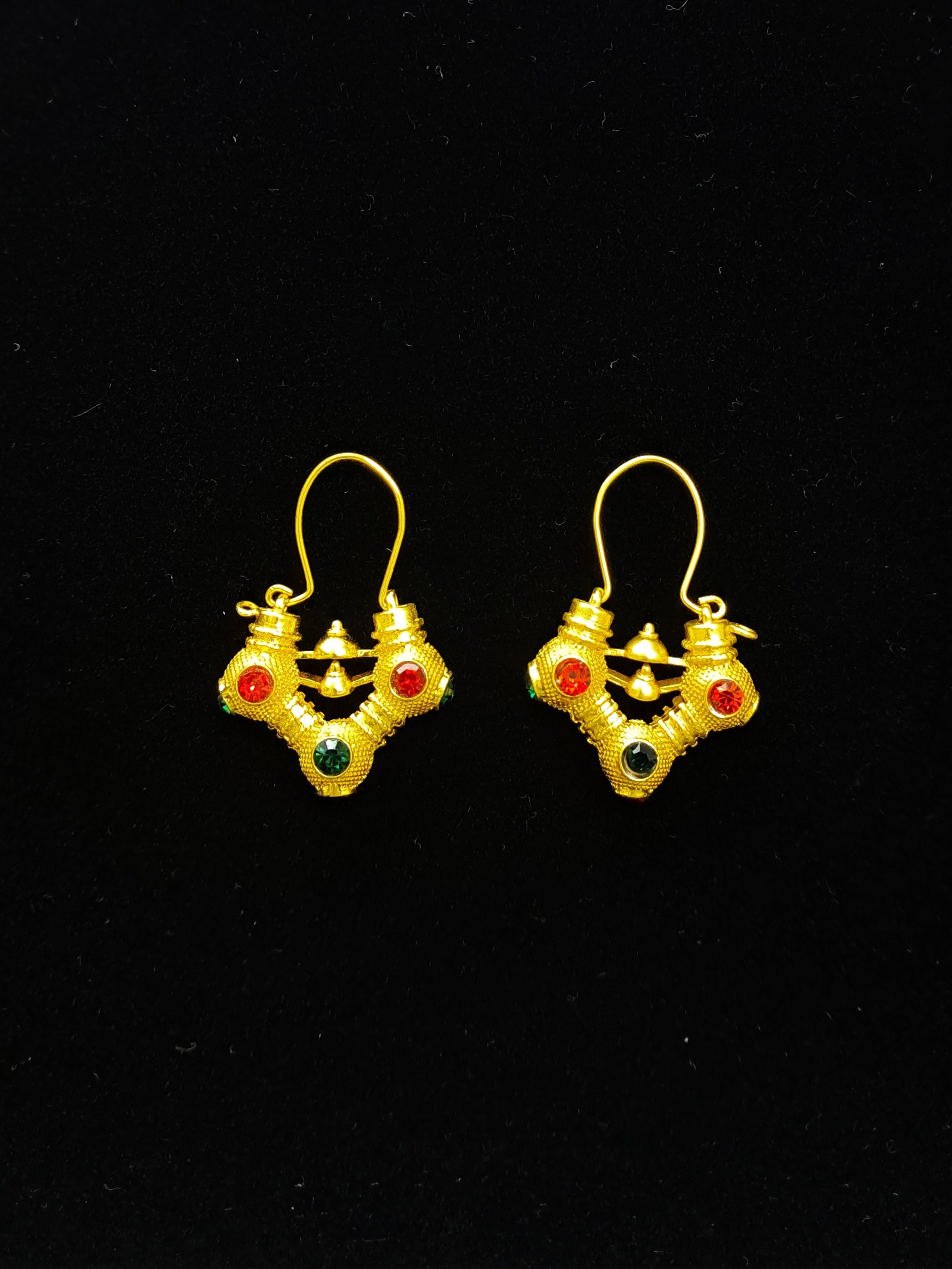 Traditional Himachali Gokhru Earrings in Golden Brass | Bold Pahadi Ethnic Jewelry