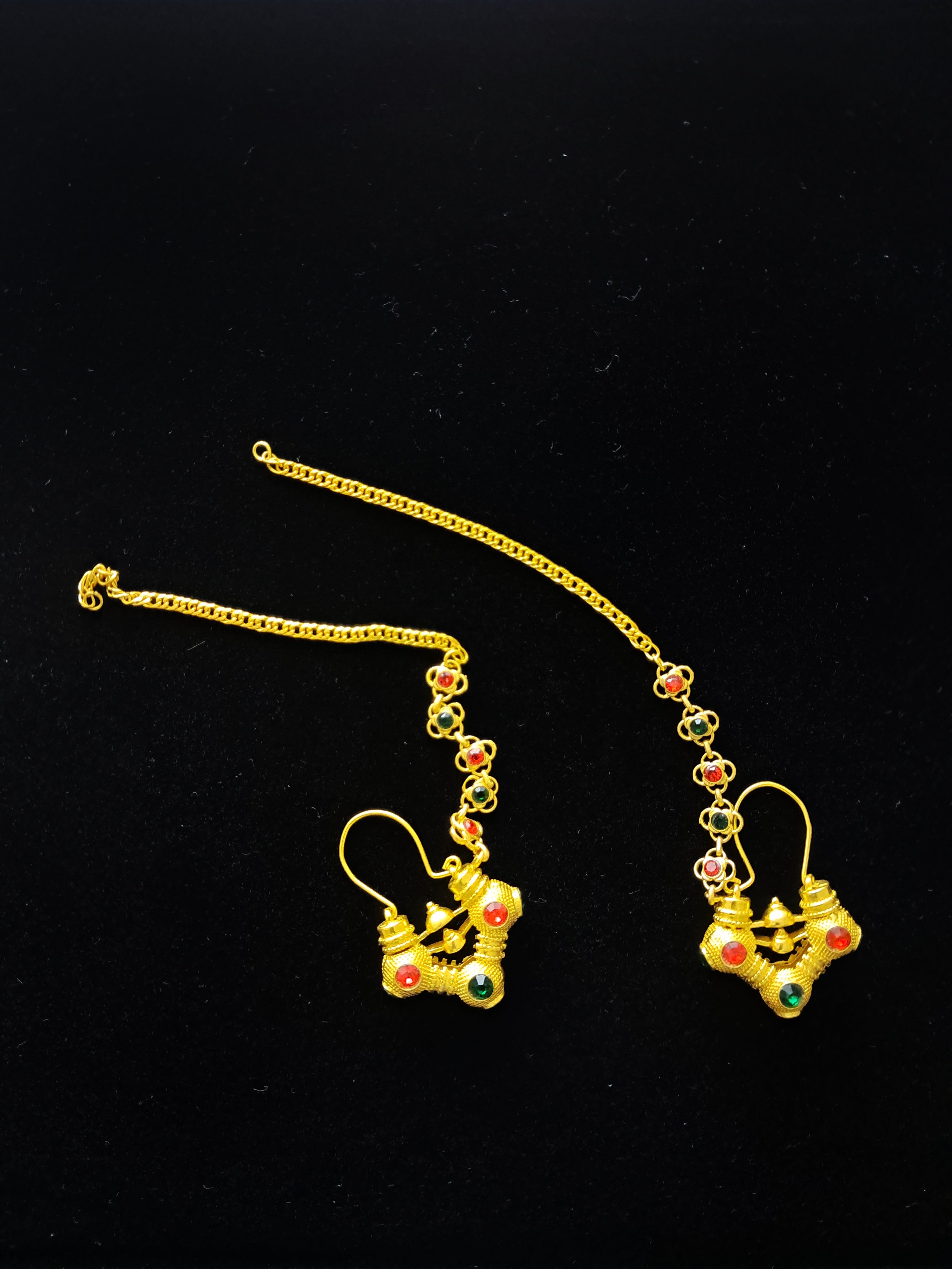 Traditional Himachali Gokhru Earrings in Golden Brass | Bold Pahadi Ethnic Jewelry