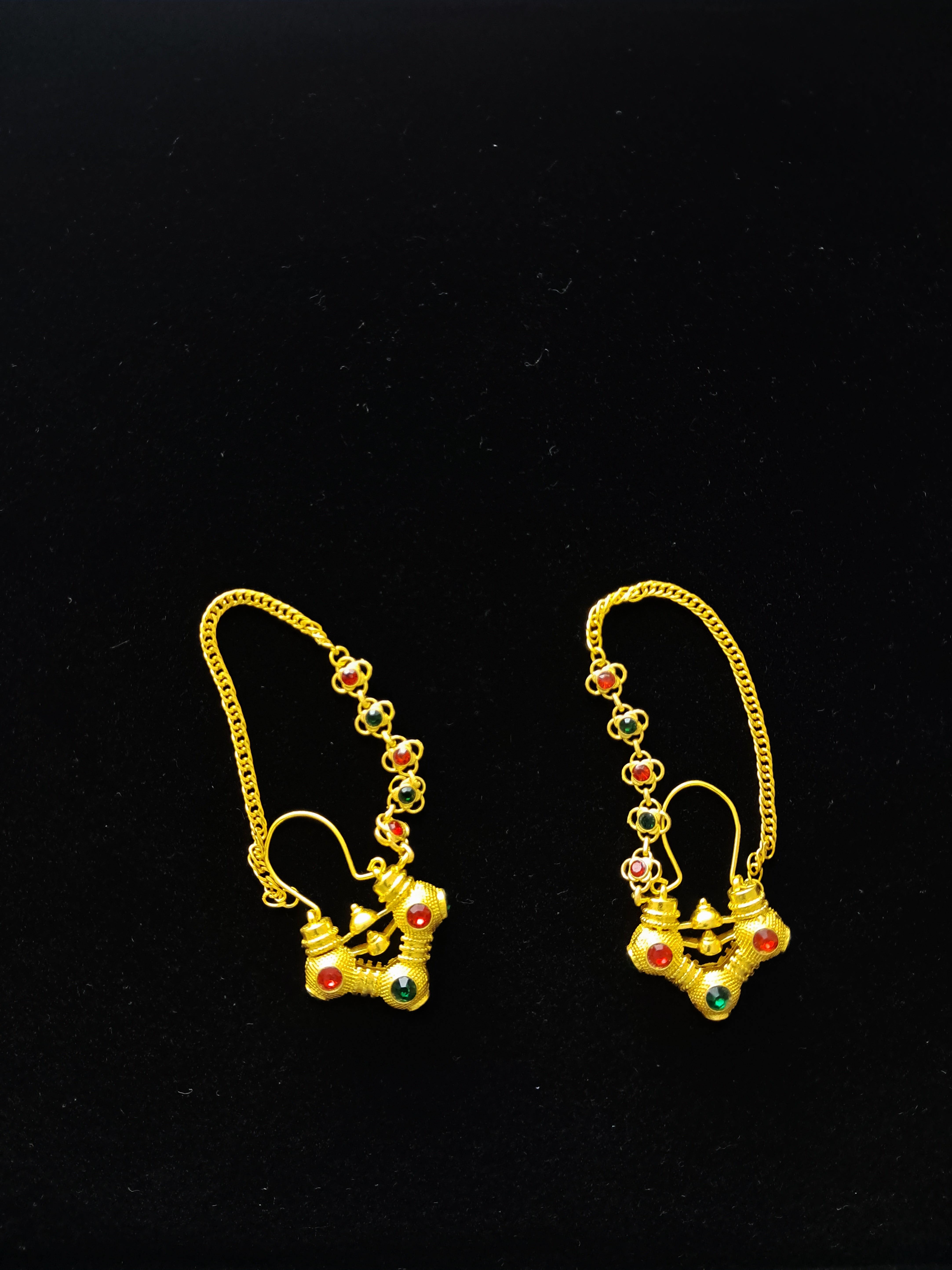 Traditional Himachali Gokhru Earrings in Golden Brass | Bold Pahadi Ethnic Jewelry