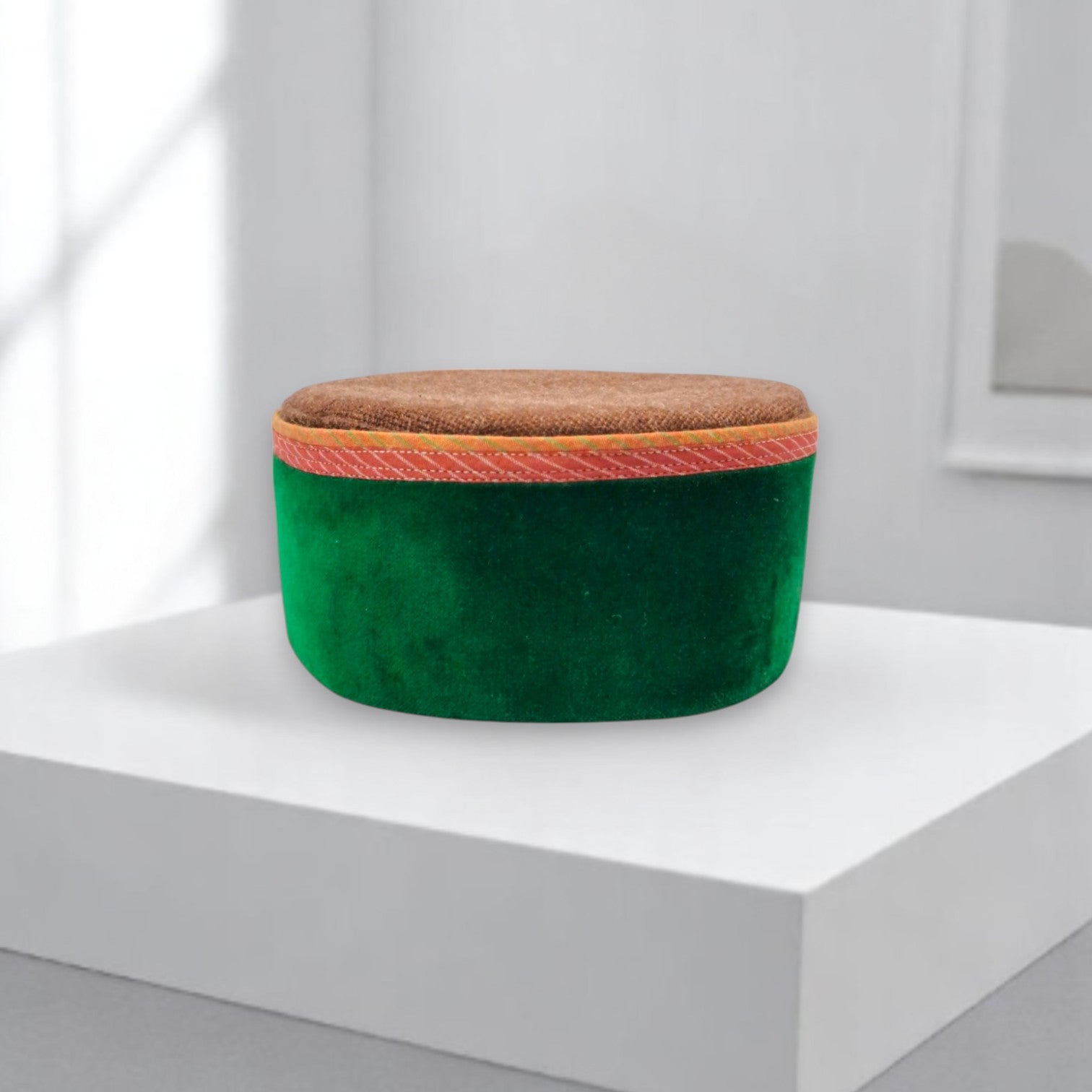 Himachali Traditional Kinnauri Topi with Green Patti and Silver Chand on top Unisex Cap