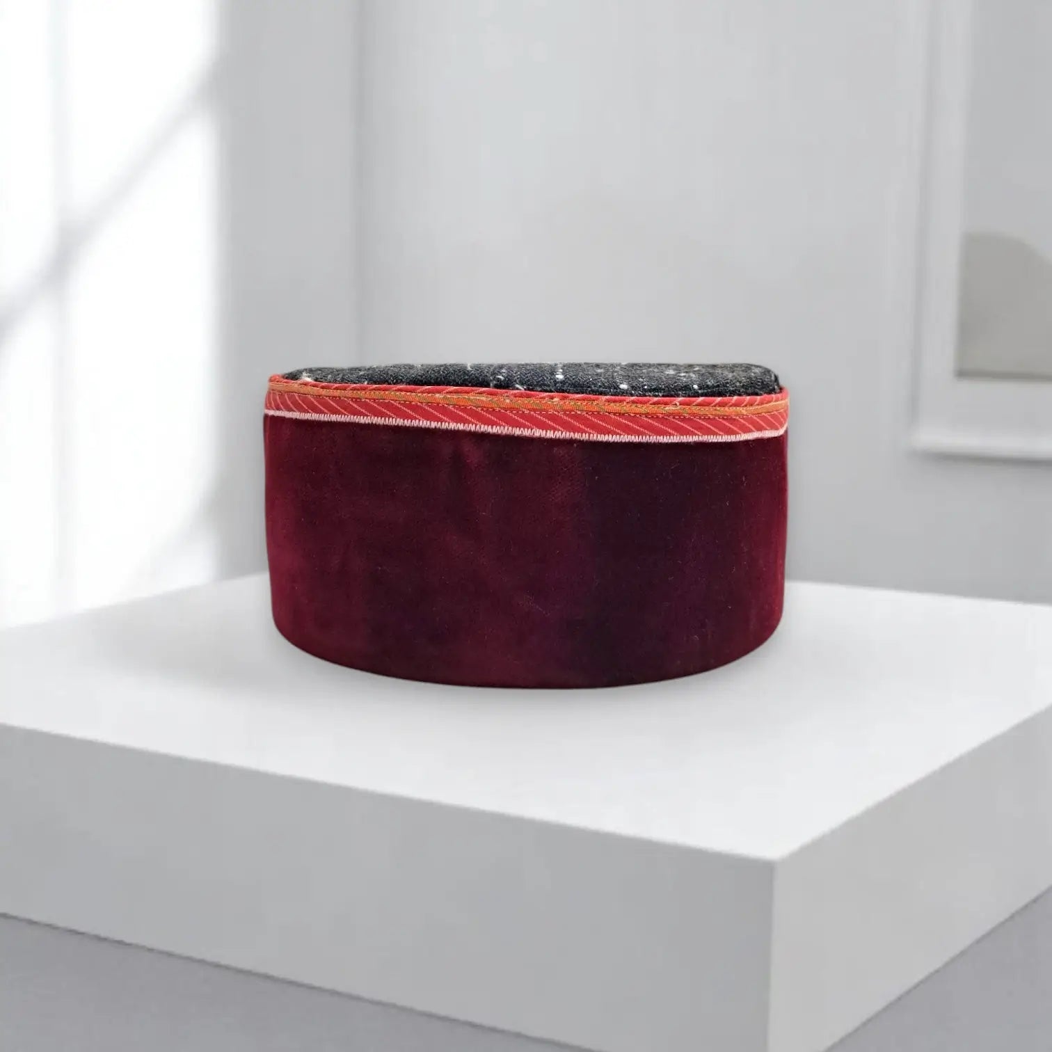 Pure Angora Wool Himachali Maroon Color Cap  | All-Season Traditional Pahadi Topi  | Unisex & Handcrafted