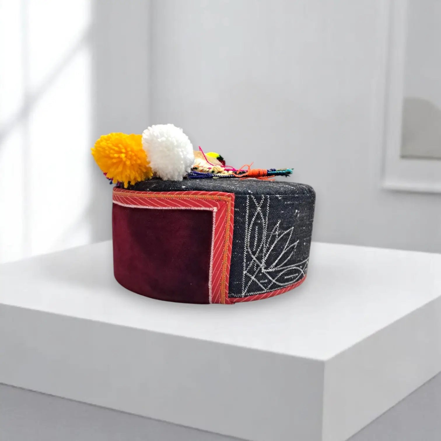 Pure Angora Wool Himachali Maroon Color Cap  | All-Season Traditional Pahadi Topi  | Unisex & Handcrafted