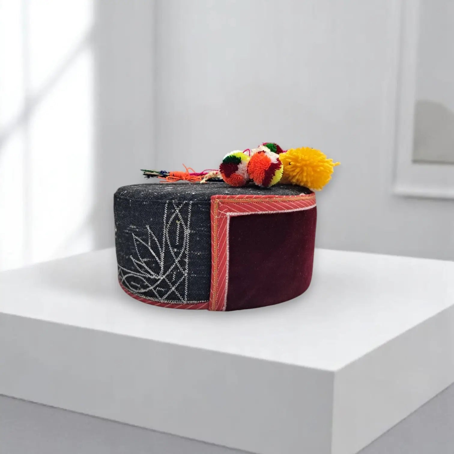 Pure Angora Wool Himachali Maroon Color Cap  | All-Season Traditional Pahadi Topi  | Unisex & Handcrafted