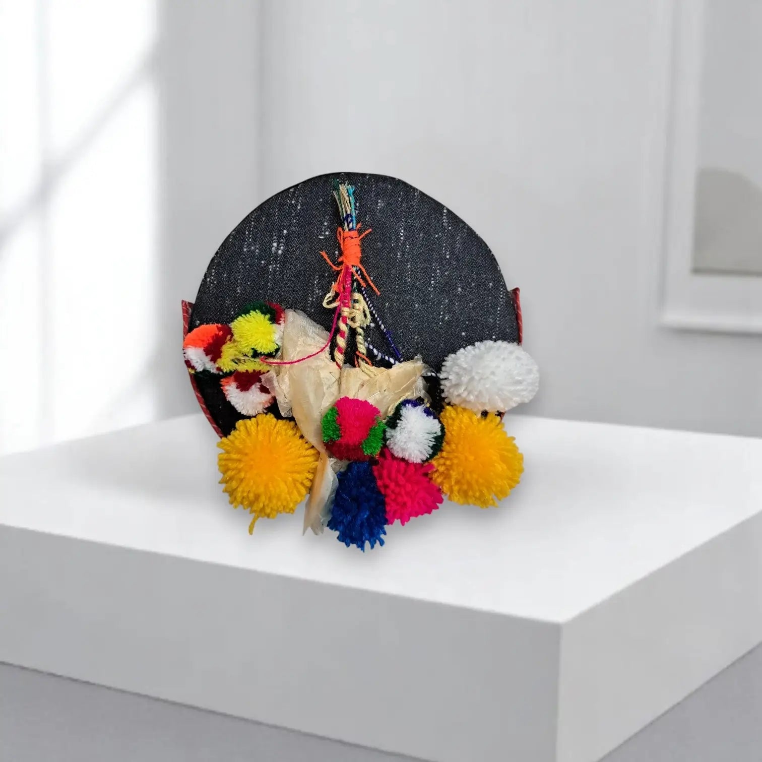 Pure Angora Wool Himachali Green Color Cap With Kinnauri Flower  | All-Season Traditional Pahadi Topi  | Unisex & Handcrafted