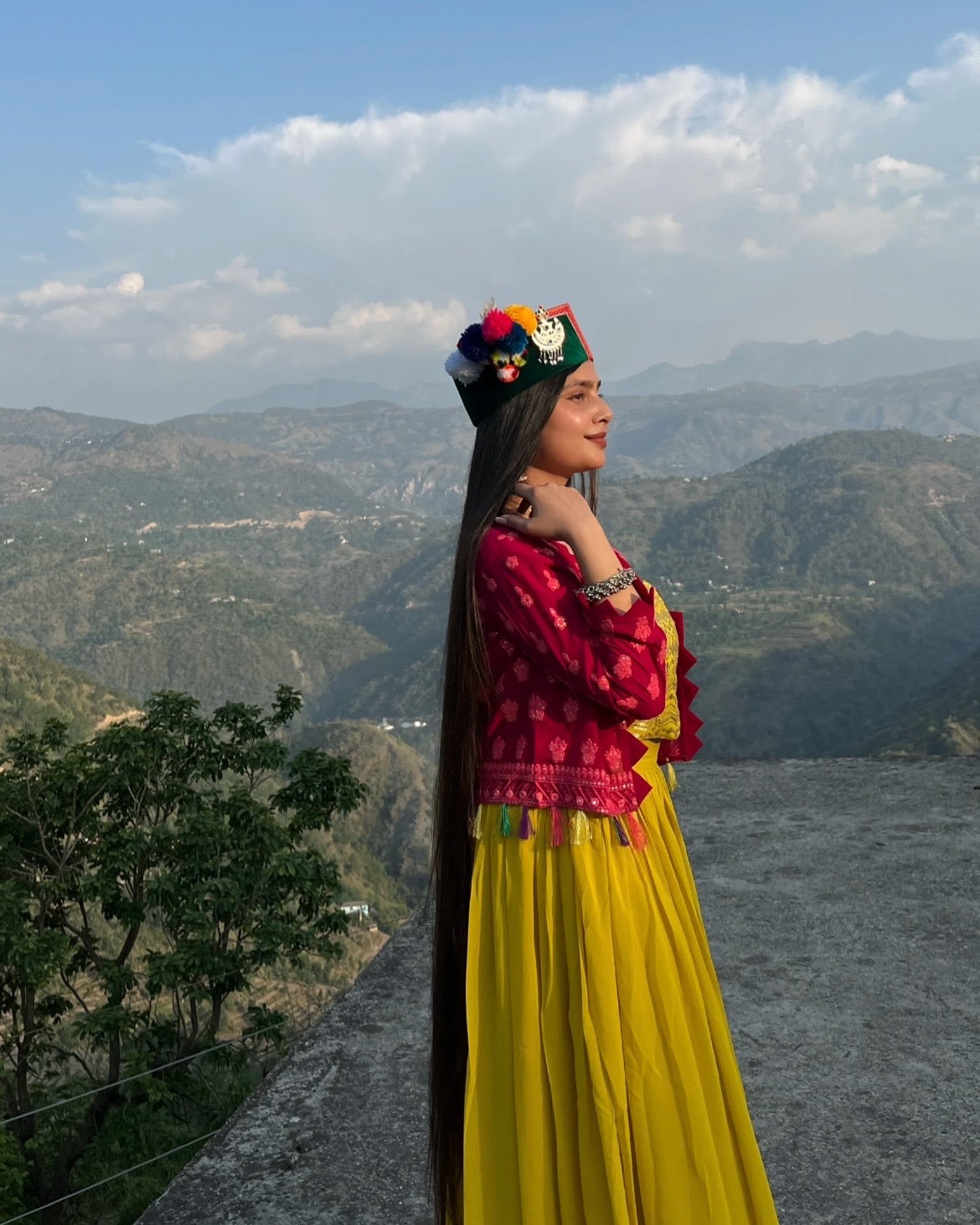 Pure Angora Wool Himachali Green Color Cap With Kinnauri Flower  | All-Season Traditional Pahadi Topi  | Unisex & Handcrafted