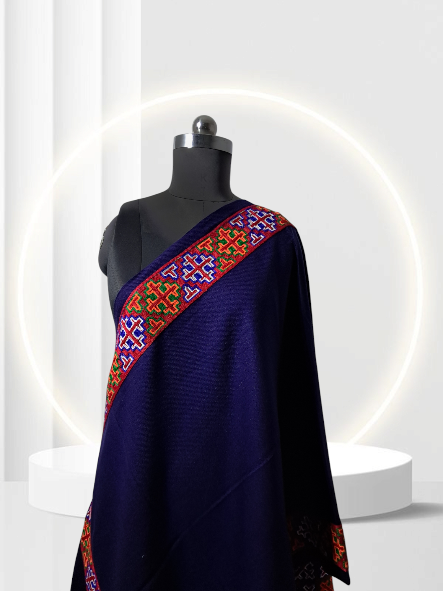 Women Premium Kinnauri Patti Woolen Stole - 100% Pure with Intricate Embroidery (Detailing) on All Four Sides