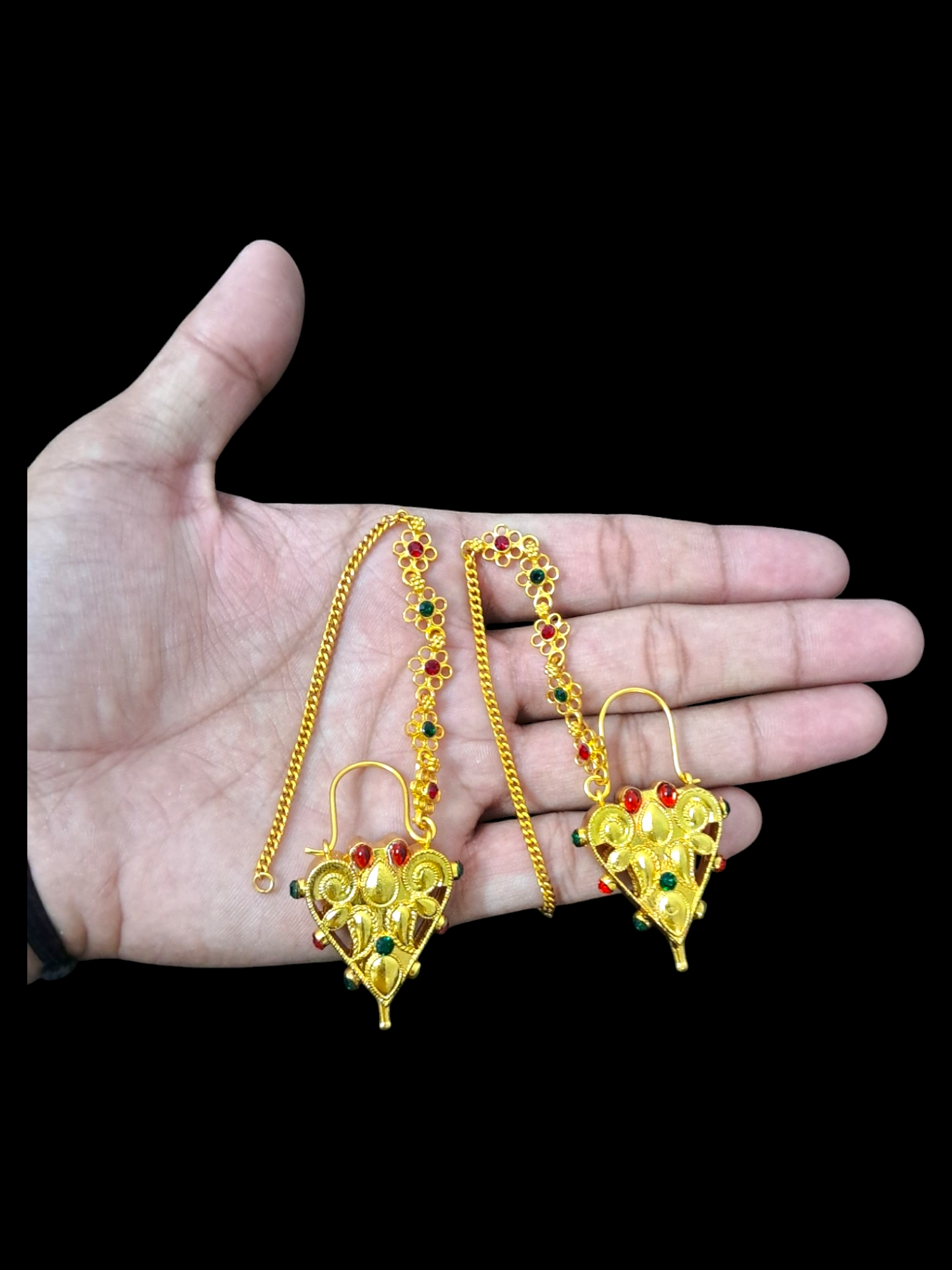 Traditional Himachali Murki Earrings in Golden Brass | Minimalist Pahadi Jewelry