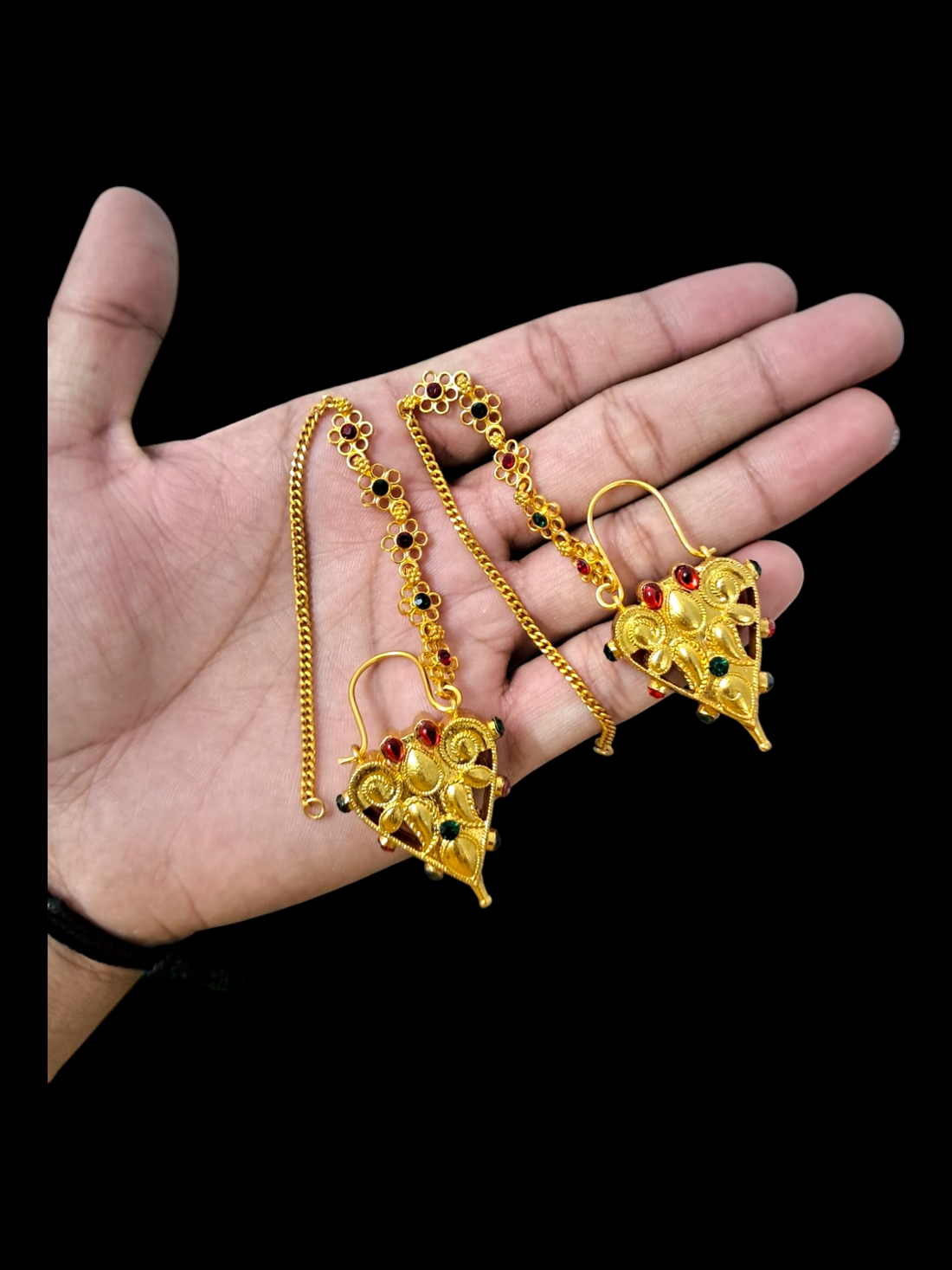 Traditional Himachali Murki Earrings in Golden Brass | Minimalist Pahadi Jewelry