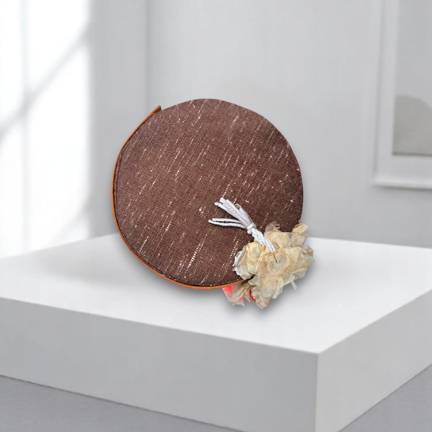 Himachali Traditional Kinnauri Topi with Maroon Patti and Pom-Poms Flower, Silver Chand on top Unisex Cap