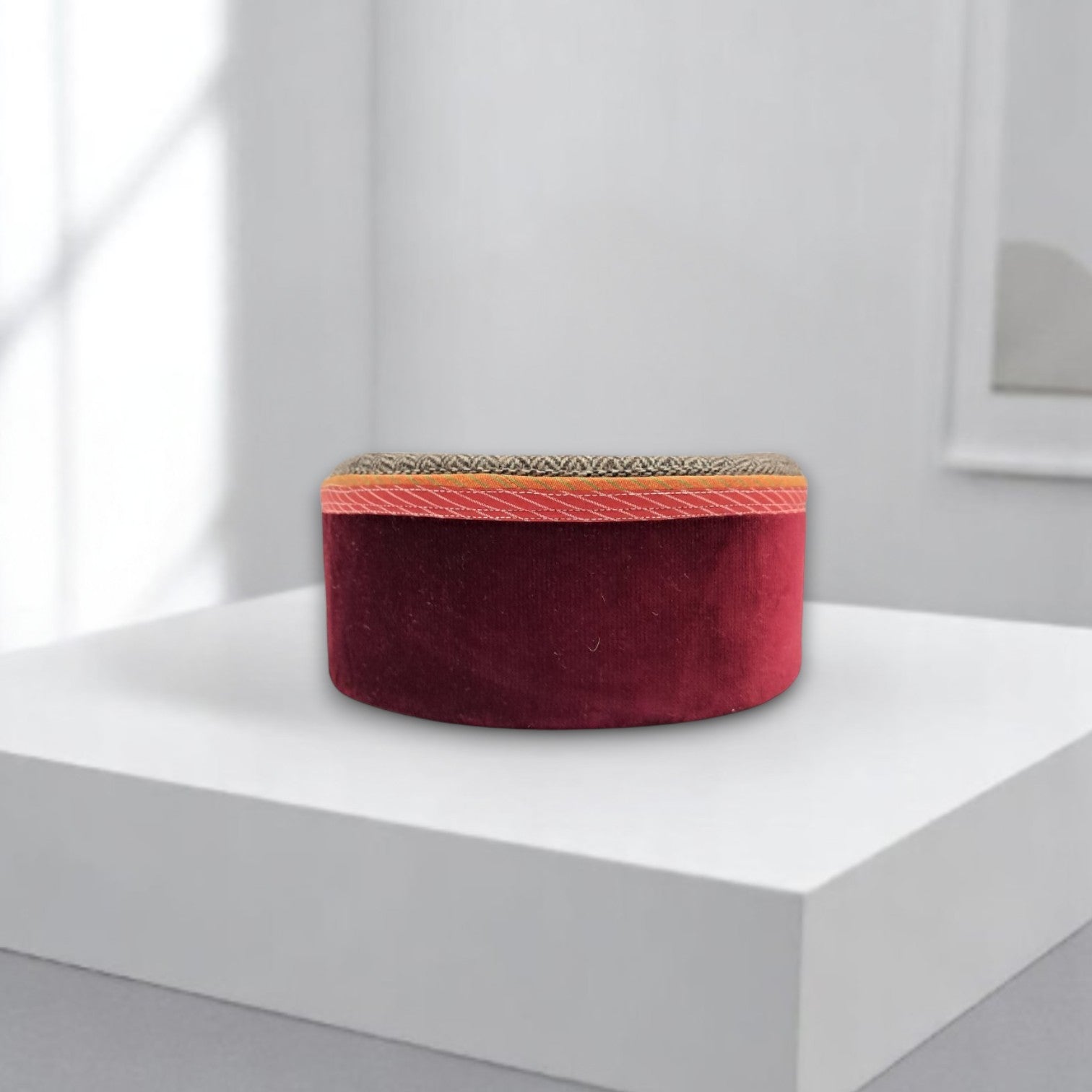 Himachal Traditional Tweed Topi with Maroon Patti Unisex Cap Elegant Style