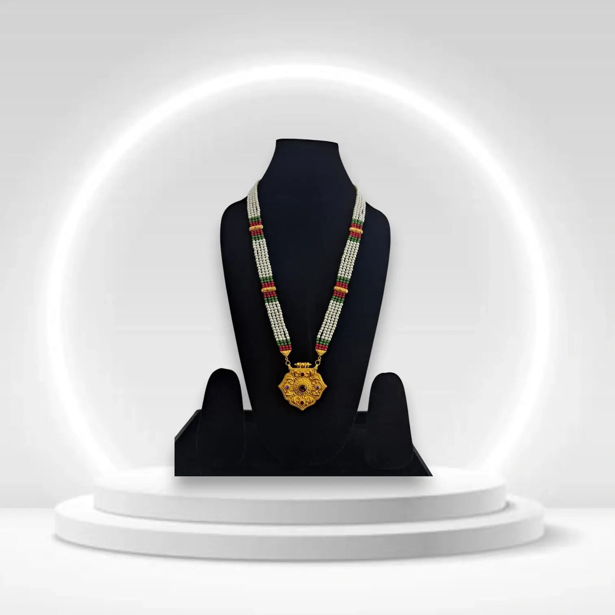 Himachali Traditional Ghau Necklace with Mala Antique Golden