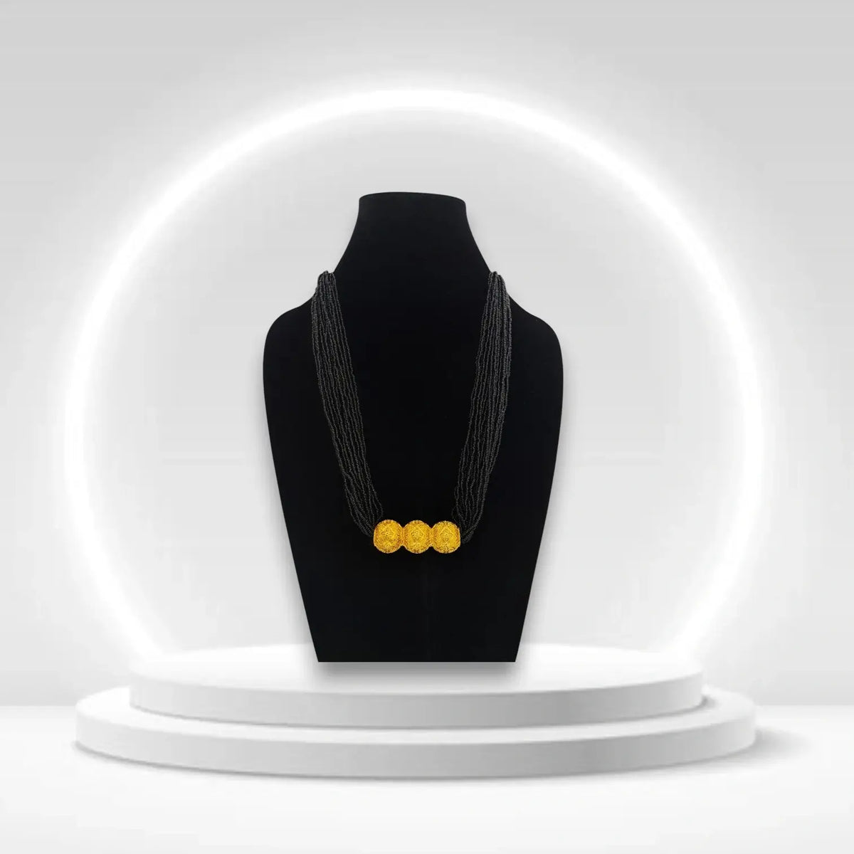 Kinnauri Tarmani Necklace High-Quality Brass with Beaded Black