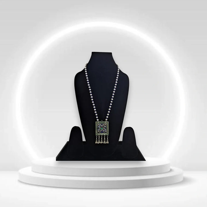 Himachali Kanth Mala With Earrings Set| Handcrafted Silver &amp; White Metal Beaded Necklace | Unique Design Ethnic Jewelry for Women ✨