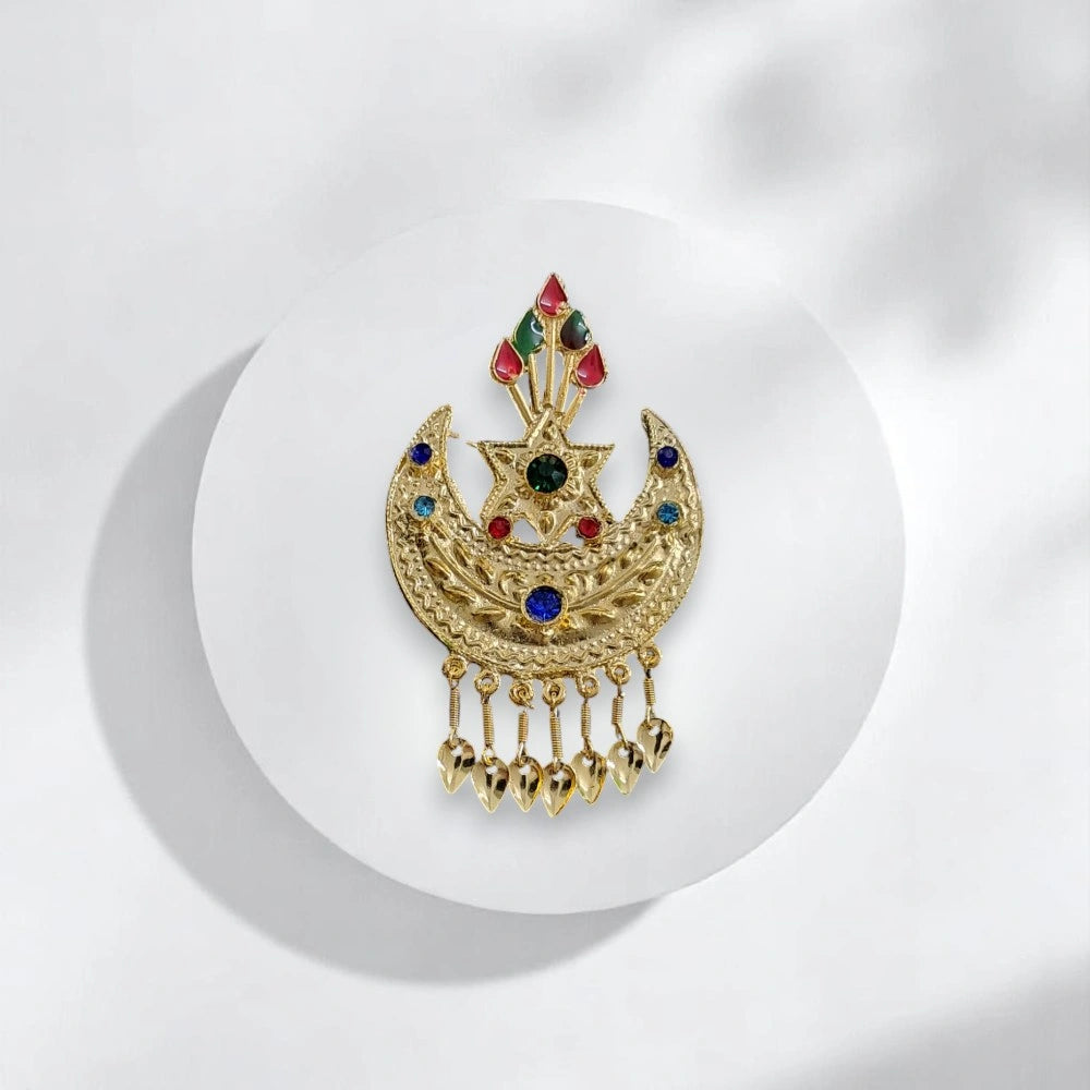 🌟 Authentic Himachali & Uttarakhandi Cap Kalgi Chand Brooch – Golden Pahadi Topi Accessory 🏔️👑 Traditional Kalgi for Kullu, Garhwali & Kumaoni Caps