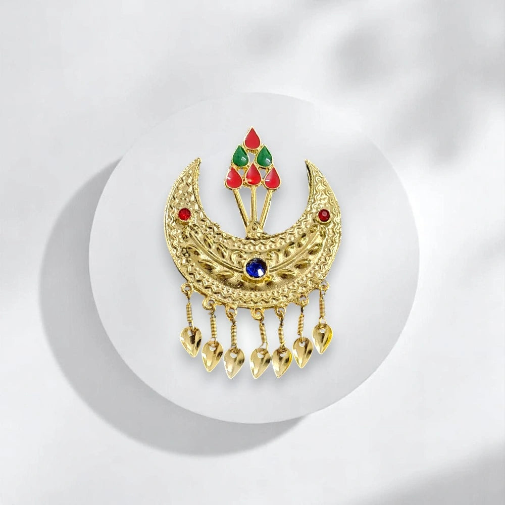 🌟 Authentic Himachali & Uttarakhandi Cap Kalgi Chand Brooch – Golden Pahadi Topi Accessory 🏔️👑 Traditional Kalgi for Kullu, Garhwali & Kumaoni Caps