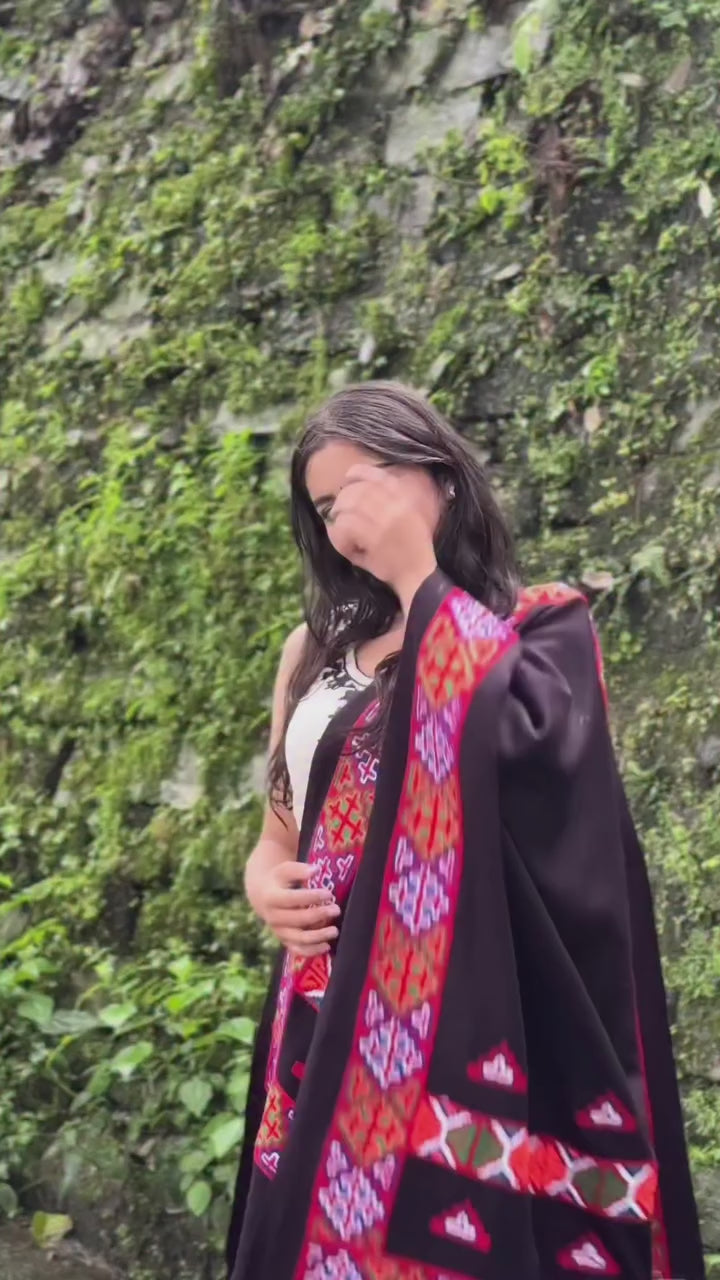 Women Premium Kinnauri Patti Woolen Stole - 100% Pure with Intricate Embroidery (Detailing) on All Four Sides (Unisex)