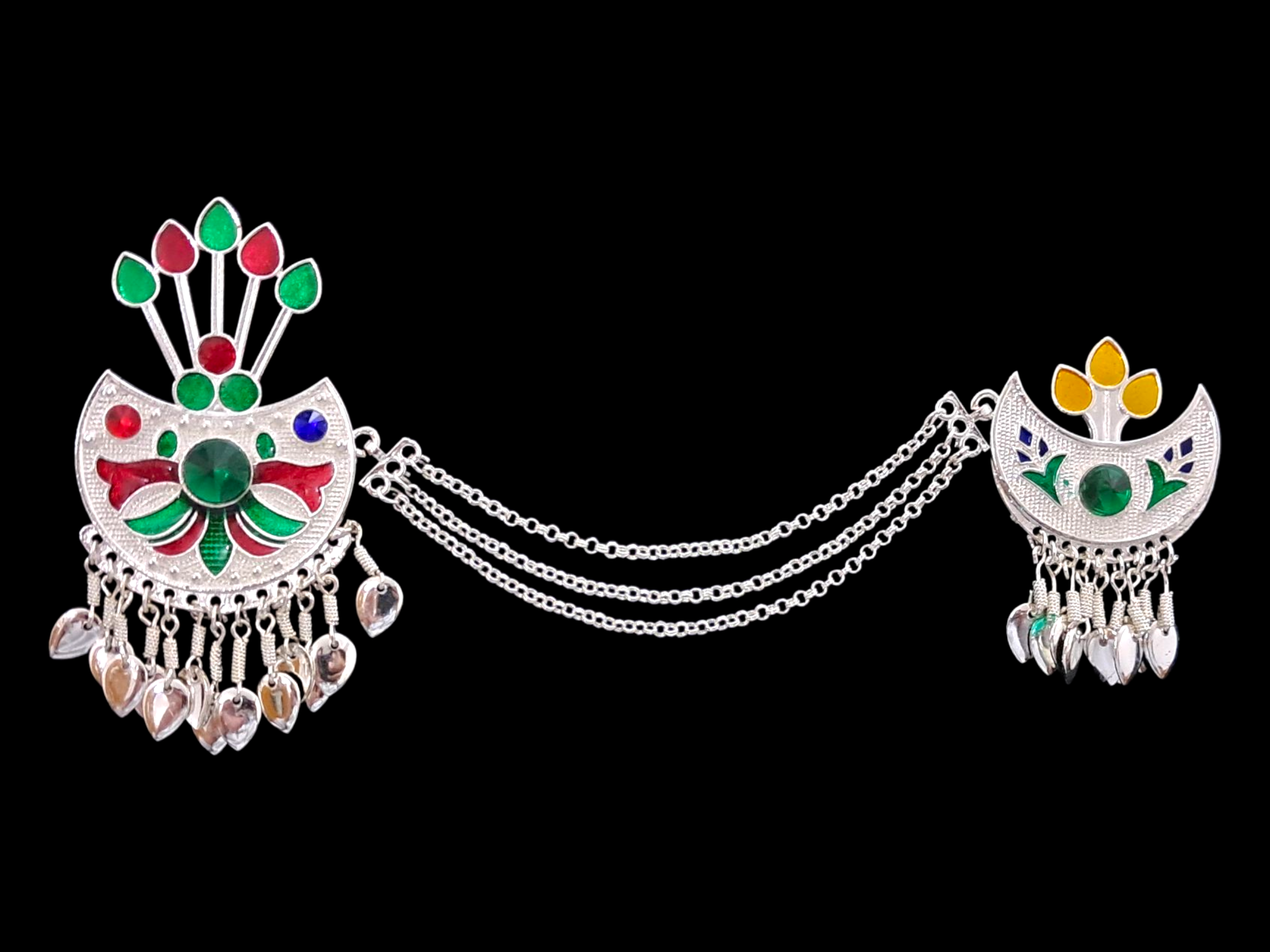 Artificial Handcrafted Himachali jhallar silver replica Kalgi in Silver Color For Himachali and Uttrakhandi cap