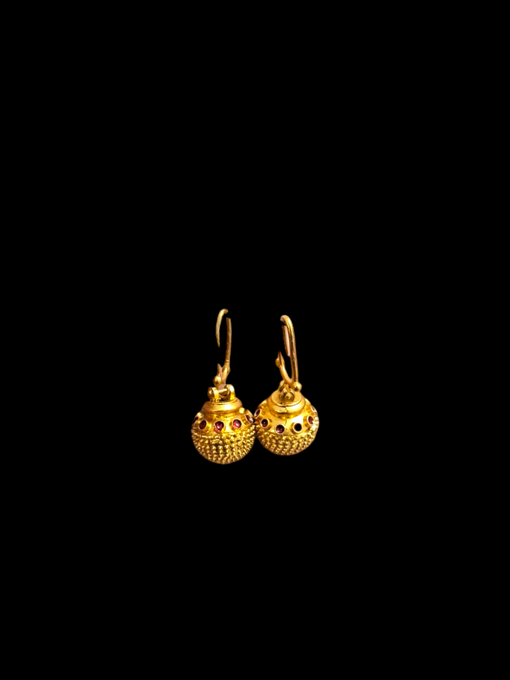 Mini Himachali Gokhru Earrings – Handcrafted Traditional Pahadi Jewellery in Gold-Finish Brass