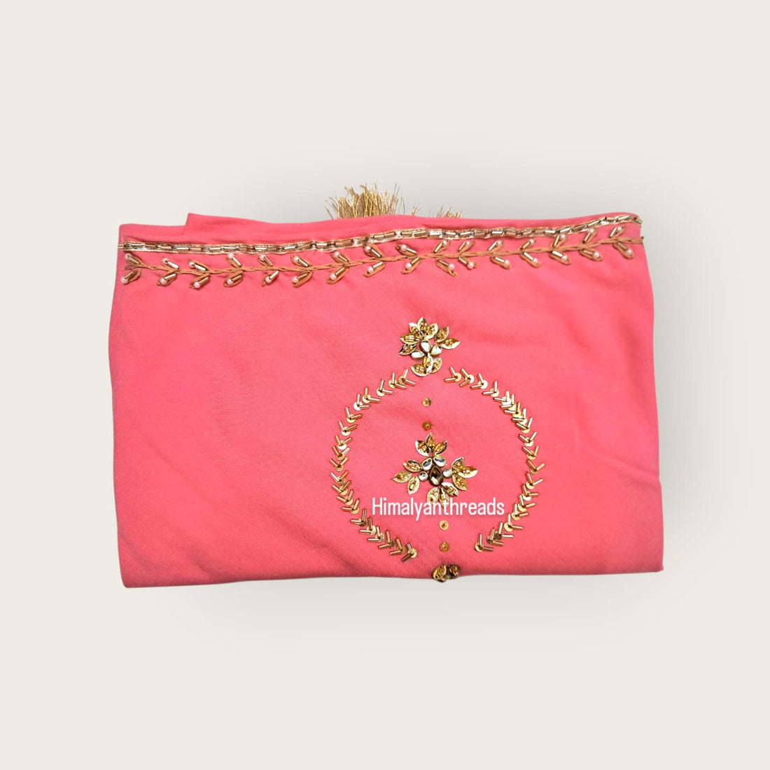 Himachali Traditional Dhatu Head Scarf for Women – Hand-Embroidered Rayon Fabric with Stone Work | Pahadi Cultural & Ethnic Wear