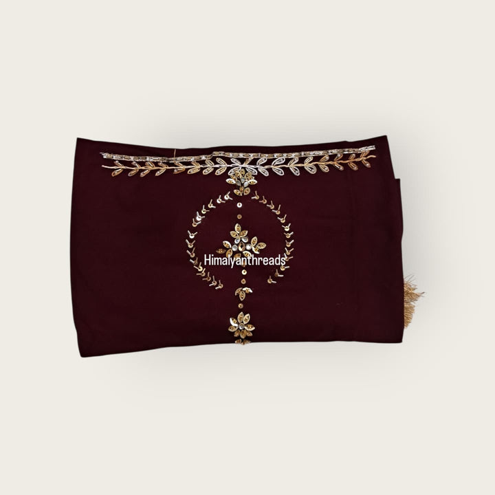 Himachali Traditional Dhatu Head Scarf for Women – Hand-Embroidered Rayon Fabric with Stone Work | Pahadi Cultural & Ethnic Wear