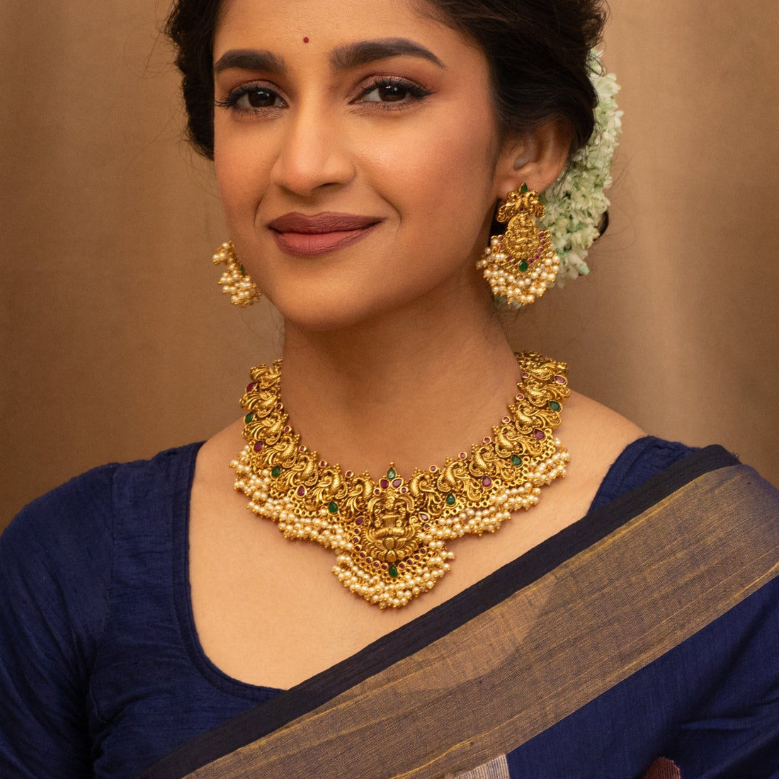 Temple Jewellery Set – Antique Brass Finish | Himalayan Threads