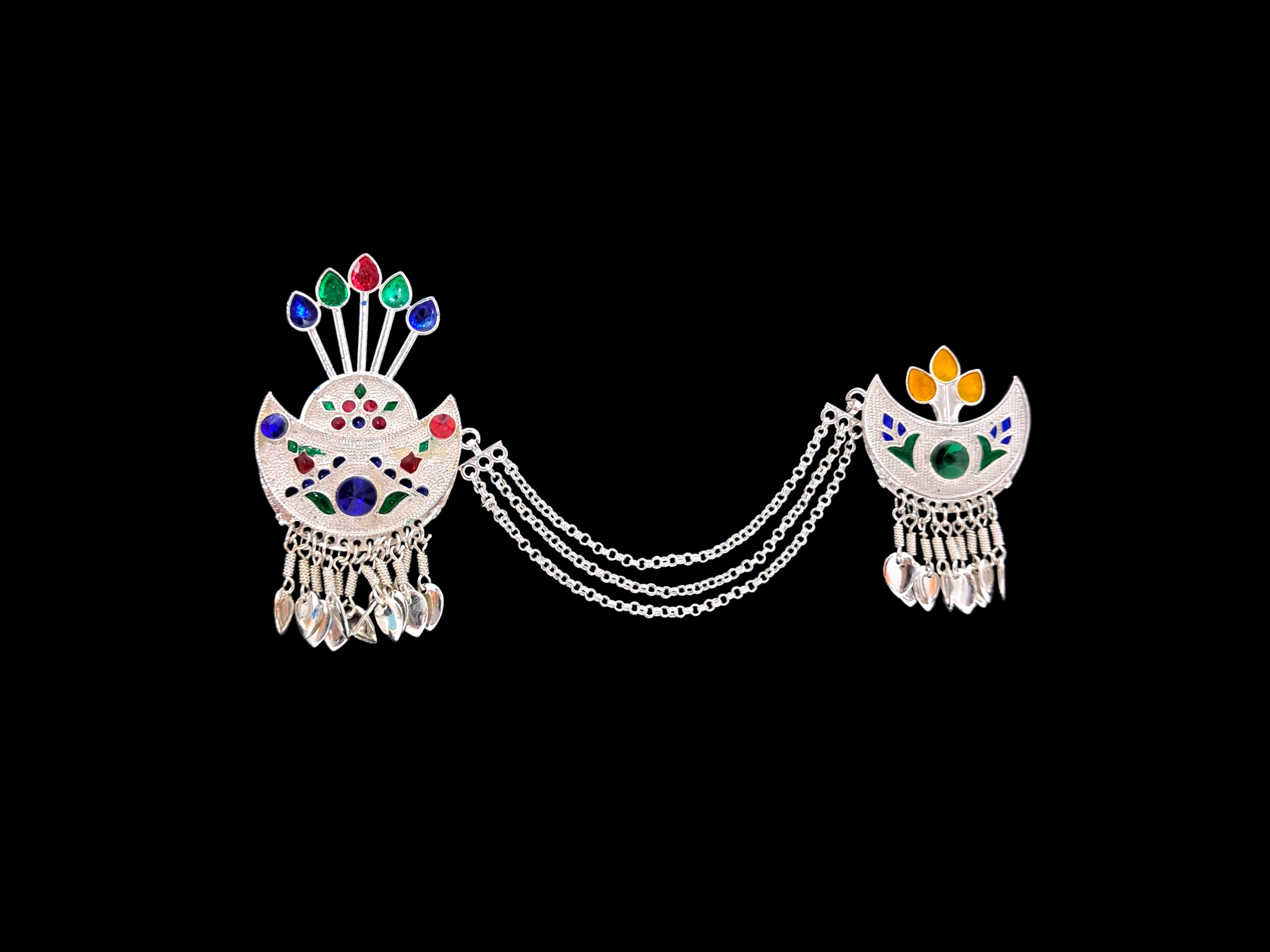 Artificial Handcrafted Himachali jhallar silver replica Kalgi in Silver Color For Himachali and Uttrakhandi cap