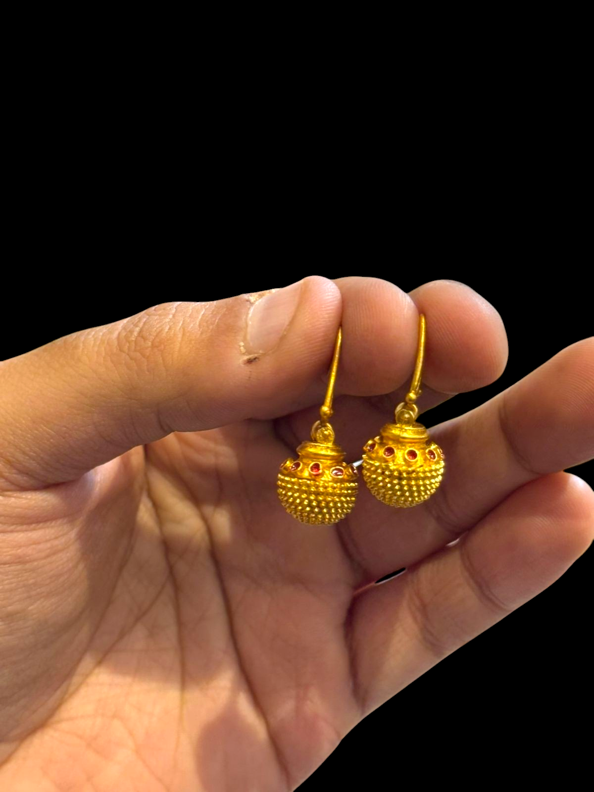 Mini Himachali Gokhru Earrings – Handcrafted Traditional Pahadi Jewellery in Gold-Finish Brass