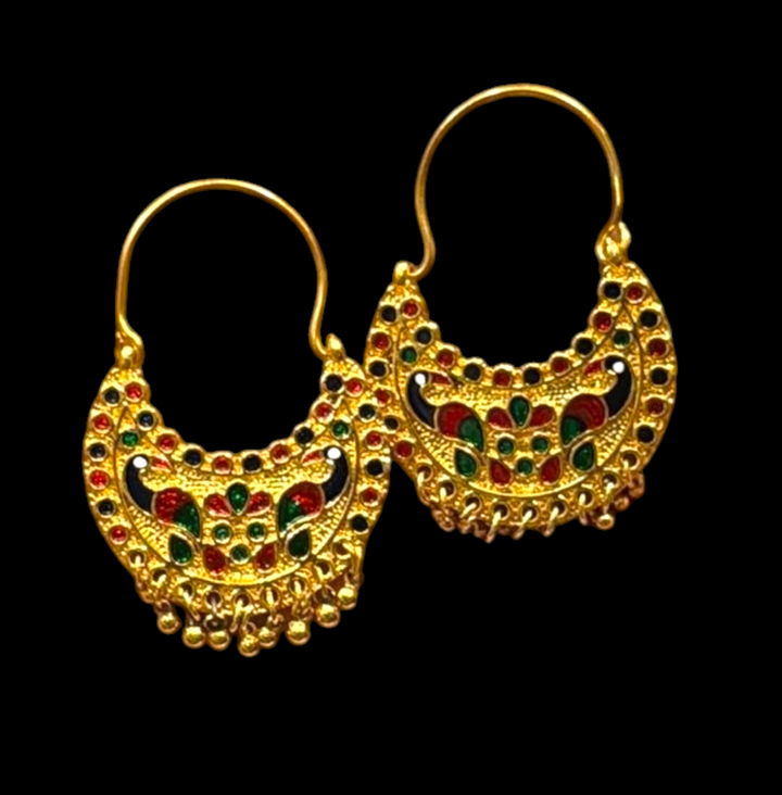 Traditional Himachali Kanbali Brass Earrings | Handmade Pahadi Heritage Jewelry
